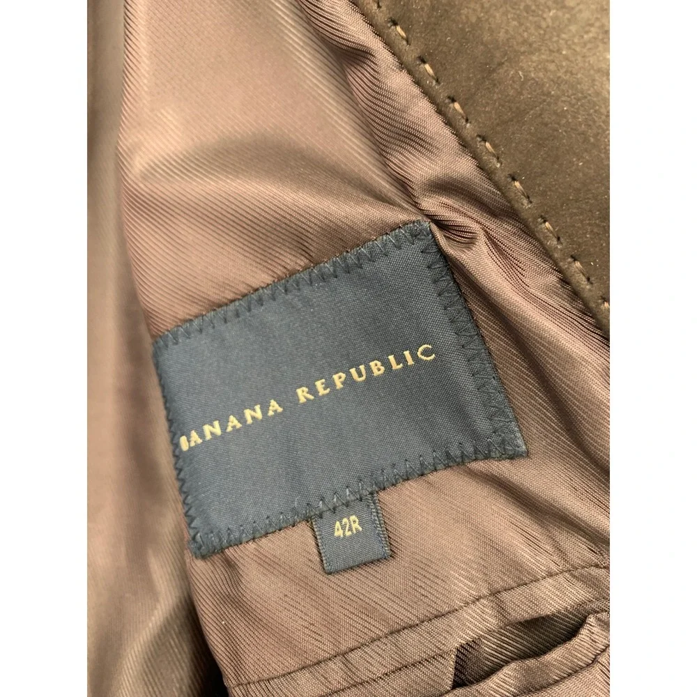 Vintage Banana Republic Blazer Mens 42R Brown 100% Nubuck Leather Jacket Heavy